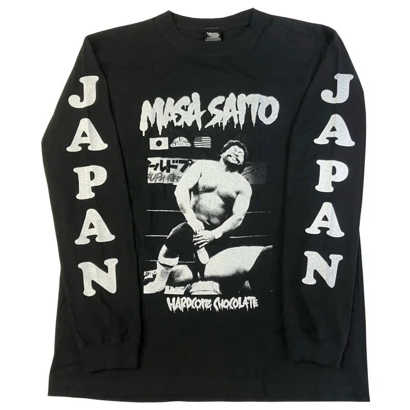 楽天プロレス専門店バックドロップ【メール便対応】マサ斎藤 2024 ロングスリーブTシャツ （JAPAN・ブラック） Hardcore Chocolate/ハードコアチョコレート 新日本プロレス NJPW