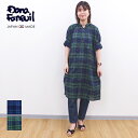 【5月7日10時まで30％OFF】 ダナファヌル Dana Faneuil チェック ロングシャツ ワンピース レーヨン 綿 コットン 半袖 レディース MADE IN JAPAN 日本製 チェック半袖ロングシャツ