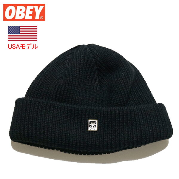 オベイ ビーニー ニット帽 ブラック 黒 浅め ピッタリニット マイクロビーニー OBEY MICRO BEANIE BLACK オベイビーニー OBEYビーニー オベイニット帽 OBEYニット帽 オベイ帽子 OBEY帽子