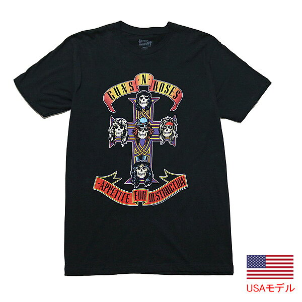 バンドTシャツ バンT ロックT ガンズアンドローゼス　ガンズ　GUNSNROSES オフィシャルライセンスTシャツ アーティストTシャツ 半袖Tシャツ アメリカ輸入品 正規品 Tシャツ MENS LIGHTWEIGHT T-SHIRT