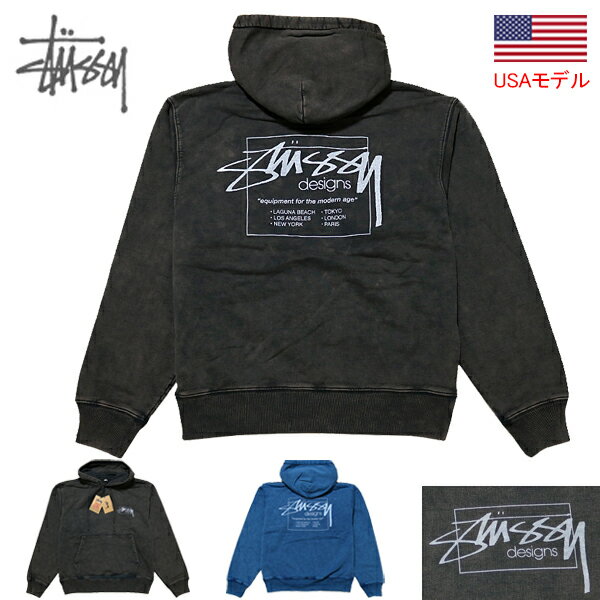 ステューシー プルパーカー ステューシーデザイン ピグメント加工 STUSSY DYED STUSSY DESIGNS HOOD プルオーバー 古着加工 スウェット トップス 男性用 品番 118485 送料無料