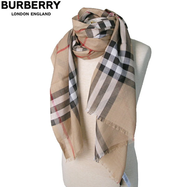 バーバリー マフラー（レディース） BURBERRY バーバリー ガーゼストール 8015405 A5655 CAMEL CHECK シルクブレンド マフラー