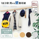 ウォールメイツ正規品【お得なセット 送料無料 スリム長押 180cm 4色(木目調3色+シルバー)】壁掛け ウォールハンガー 賃貸 の 石膏ボード 壁 に ピン 取り付け セット内容(スリム長押180cm+D50フック+長押J型フック+長押パイプハンガー) 安全荷重:ピン5kg/ネジ10kg 日本製