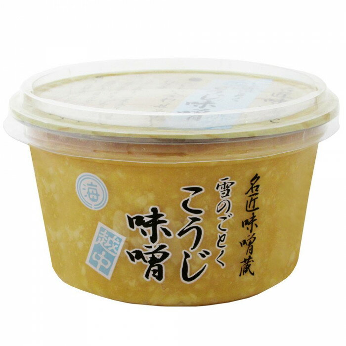 ※お届け地域により、別途運賃がかかる場合やお届けできない場合がございますので、お問い合わせ下さい。 国産米と皮をむいた白目大豆を北アルプス(立山連峰)の清らかな伏流水でつくりあげた淡色系こうじみです。サイズ個装サイズ：31.5×21.5×7cm重量個装重量：2200g仕様賞味期間：製造日より180日セット内容300g×6個生産国日本広告文責 (有)Gグローバル 058-216-2175 ■購入前に必ずご確認ください■ ●こちらの商品につきまして当店別倉庫から発送となります。 配送センターに配送指示をした時点でキャンセルができなくなります。 キャンセル料が発生致しますのでご注意ください。 ●各商品別に運送会社がことなります ご希望の運送会社指定はできません。 また営業所止めの配達指定も対応はできません。 ●お届けは軒先渡しとなります。搬入、組み立て、設置等は 宅配業者に依頼しても対応できません。 ●配達指定日は指定できません。 配送センターからの発送タイミグでのお届けとなります。 お急ぎの方は予め納期確認をお願い致します。 ●熨斗、ラッピング対応はできません。 ●配送センターから直接発送となりますので 納品書、領収書等は同梱されません。 ご希望の方は当店までご連絡お願い致します。 ●北海道、沖縄、離島地域にお住まいの方は送料2500円となります。 送料無料と記載の商品も送料2500円となりますのでご注意ください。具だくさんのお味噌汁によくあいます。国産米と皮をむいた白目大豆を北アルプス(立山連峰)の清らかな伏流水でつくりあげた淡色系こうじみです。原材料名称：米みそ米、大豆(遺伝子組換えでない)、食塩、酒精アレルギー表示（原材料の一部に以下を含んでいます）卵乳小麦そば落花生えびかに　　　　　　　あわびいかいくらオレンジカシューナッツキウイフルーツ牛肉　　　　　　　くるみごまさけさば大豆鶏肉バナナ　　　　●　　豚肉まつたけももやまいもりんごゼラチン　　　　　　保存方法お買い上げ後は冷蔵庫で保存する事をお勧めします。製造（販売）者情報【製造者】日本海味噌醤油株式会社富山県中新川郡上市町西中町22【販売者】株式会社ジャポニックス大阪市西区江戸堀3-1-7fk094igrjs