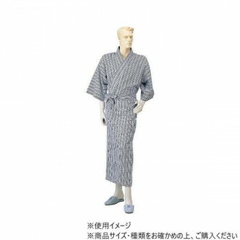 【暮らしラクラク応援セール】神戸生絲 紳士レギュラー/ガーゼねまき(付袖)LL No.18 コン 幾何柄【取り寄せ・返品不可商品】