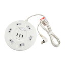 【暮らしラクラク応援セール】ELPA 丸形USBタップ6P WLS-R6332BUA(W)【取り寄せ・返品不可商品】