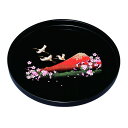 【暮らしラクラク応援セール】若兆 紀州盆 丸盆30cm 一富士二鶴三桜 YM-005【取り寄せ・返品不可商品】