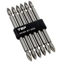 【暮らしラクラク応援セール】トップ工業(TOP) 電動ドリル用 ドライバビット 6本組セット マグネット付 呼び寸法+No.2 DB2-11006【取り寄せ・返...