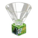 【暮らしラクラク応援セール】有田焼 福泉窯 有田浪漫グラス SAKE GLASS 正角 染錦葡萄 グリーン【取り寄せ・返品不可商品】