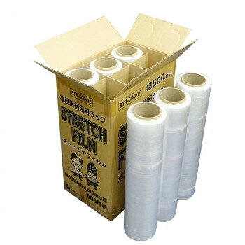 【暮らしラクラク応援セール】業務用梱包用ラップ　STRETCH FILM　 STR-500-10 透明 6本【取り寄せ・返品不可商品】