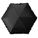 【暮らしラクラク応援セール】HAU PU裾フリル 折傘 55cm ブラック 10002957【取り寄せ・返品不可商品】