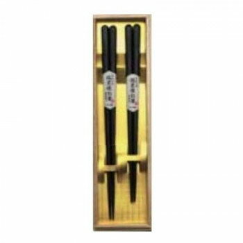 【暮らしラクラク応援セール】丸十　天丸木箸 縞黒檀 ペア 桐箱入 6K42-11【取り寄せ・返品不可商品】