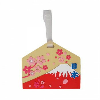【暮らしラクラク応援セール】PVC 絵馬型ネームタグ 富士山 赤【取り寄せ・返品不可商品】