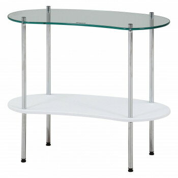 【暮らしラクラク応援セール】不二貿易 C/D:41315 Chamill ガラスサイドテーブル ホワイト【取り寄せ・返品不可商品】