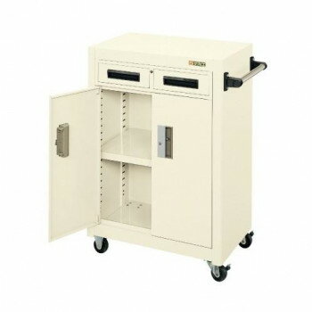 【暮らしラクラク応援セール】サカエ パネルワゴン 天板フラット 引出し 扉付 アイボリー PMW-7AI【取り寄せ・返品不可商品】