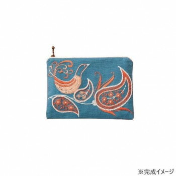 【暮らしラクラク応援セール】戸塚刺しゅう 刺繍キット アラベスク ジップポーチ ヴィンテージブルー No.584【取り寄せ・返品不可商品】