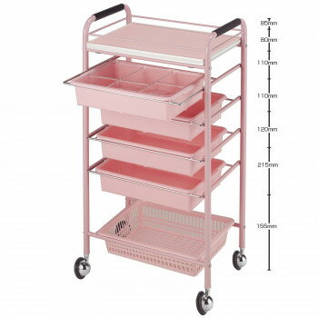 【暮らしラクラク応援セール】サロン向け スタンダードセット台 ワゴン C-119 ピンク 11192【取り寄せ・返品不可商品】