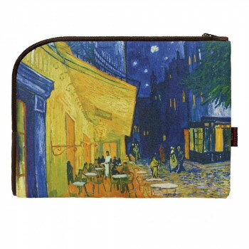 【暮らしラクラク応援セール】名画フラットポーチ ゴッホ 「夜のカフェテラス」 AP-01003【取り寄せ・返品不可商品】