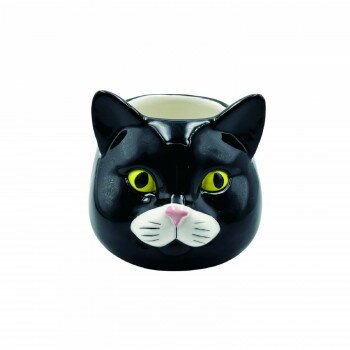 【暮らしラクラク応援セール】キャットセラミック フラワーポット(S) クロ 4009566-01【取り寄せ・返品不可商品】