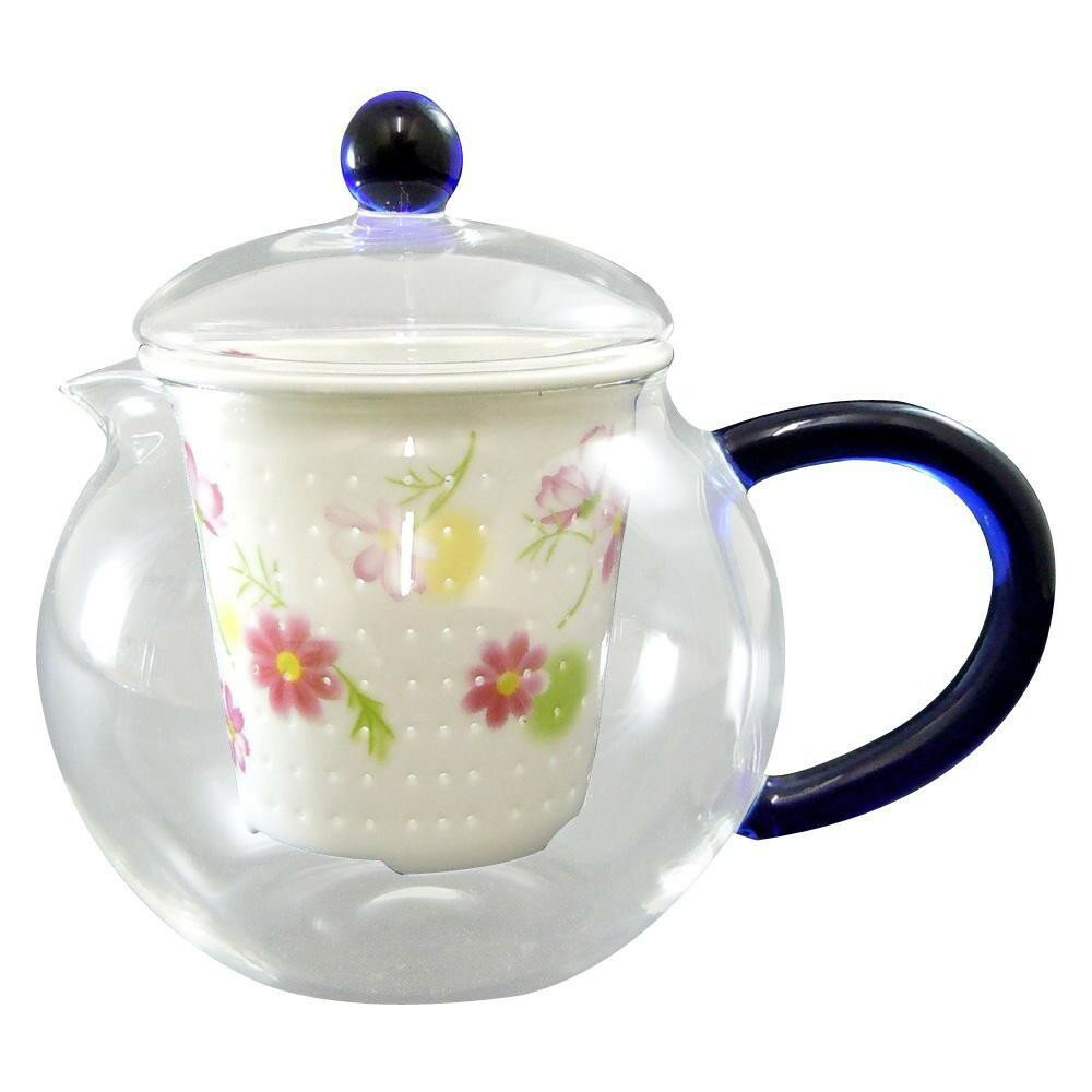 【暮らしラクラク応援セール】有田焼 セランドグラス おしゃれポット 500cc 誕生花 10月 コスモス FC-550B【取り寄せ・返品不可商品】