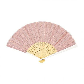 【暮らしラクラク応援セール】大西賢製販 Ripple レディース刺繍扇子 21cm・扇子袋セット コットンレース PK SGF32-A02【取り寄せ・返品不可商品】