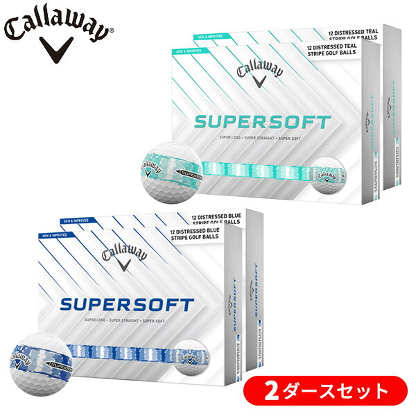 CALLAWAY - 【2ダースセット】キャロウェイゴルフ(Callaway) スーパーソフト(SUPERSOFT) DISTRESSEDストライプ ゴルフボール 2ダース(24球) 2026年モデル(日本正規品)