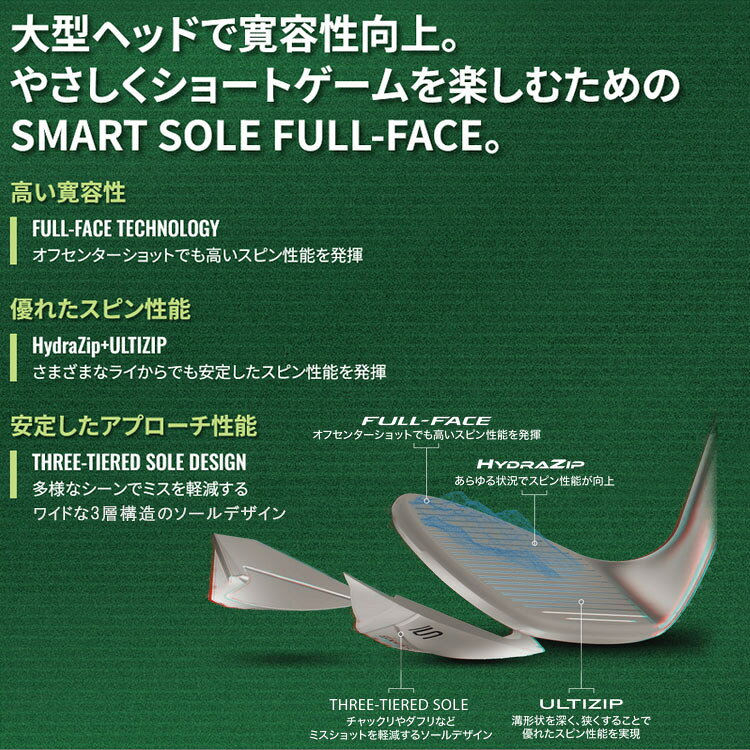 (営業日即日発送)(ポイント10倍)ダンロップ(DUNLOP) クリーブランドゴルフ スマートソール( SMART SOLE5) FULL-FACE ウェッジ UST RECOIL DART 50 カーボンシャフト レディース 2024年モデル (日本正規品)