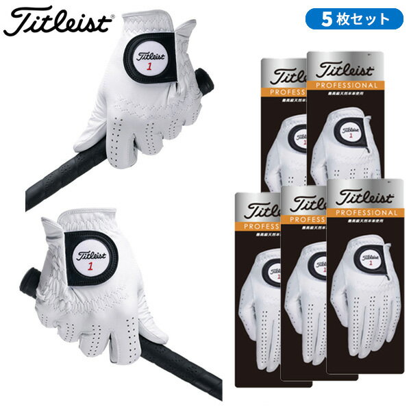 【6/27まで最大4600円OFFガチ得クーポン】(取寄)【5枚セット】タイトリスト プロフェッショナル グローブ TG73 (左手装着用 / 右手装着用) メンズ 2023年