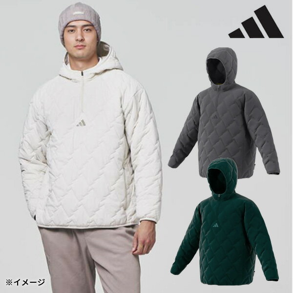 【11/27までブラックフライDAYクーポン】(営業日即日発送)アディダスゴルフ ビヨンド ザ コース キルト ハーフジップ フーディージャケット JUW86 メンズ ウェア 2025年秋冬