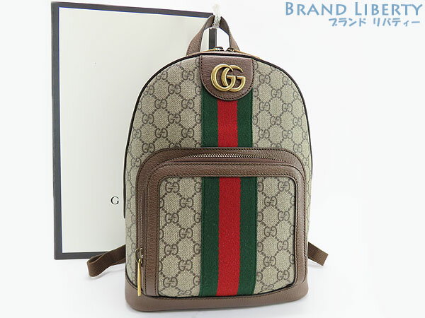 【未使用】グッチ　GUCCI　オフィディア　GG スモール バックパック　リュックサック　GGスプリーム　GGマーモント　シェリーライン　シェリーカラー ベージュ ダークブラウン　PVC レザー　547965　【中古】