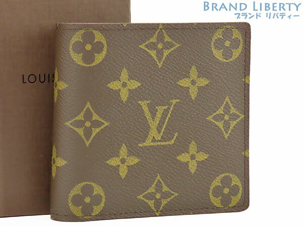 【新古品】ルイヴィトン LOUIS VUITTON モノグラム ポルトフォイユ マルコ 二つ折り財布 コンパクト財布 ダークブラウン M61675 【中古】