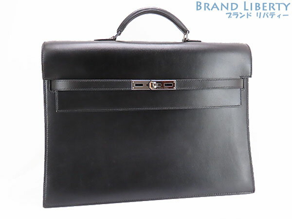 【美品】エルメス　HERMES　ケリー デペッシュ 38　ビジネスバッグ　ブリーフケース　書類かばん　ブラック シルバー金具　ボックスカーフ　□F　【中古】