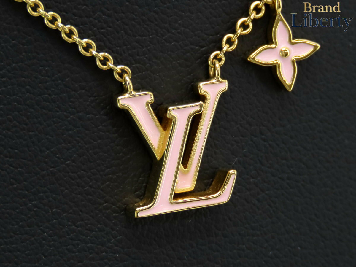 乐天商城 - 【美品】ルイヴィトン LOUIS VUITTON LV アイコニック エナメル ネックレス ペンダント ピンク ゴールド エナメル M01215　【中古】