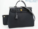 【未使用】エルメス HERMES エールバッグ ジップ 31 PM 2WAY ハンドバッグ ショルダーバッグ ポーチ付き ブラック トワルミリタリー レザー H...