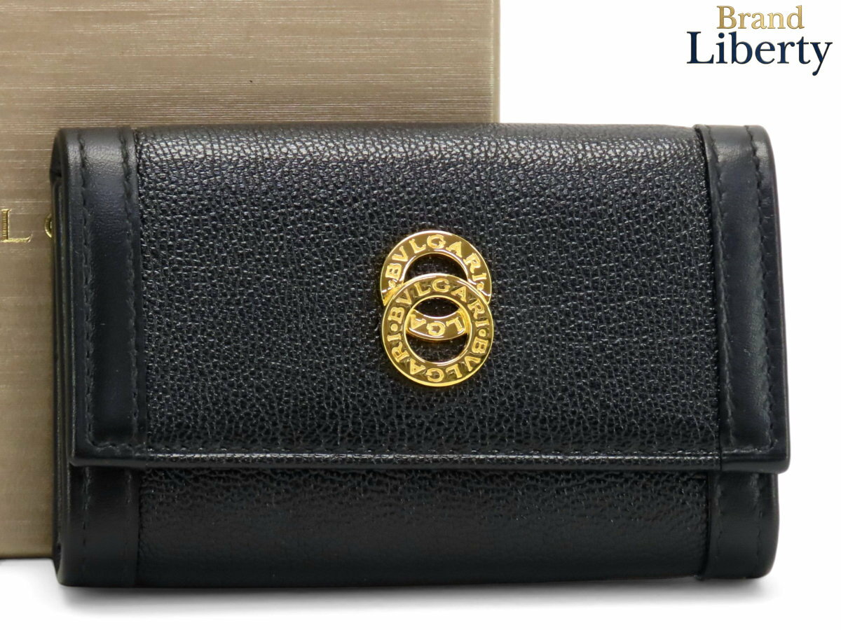 Rakuten - 【未使用】ブルガリ BVLGARI ドッピオトンド 6連キーケース キーリング キーホルダー ブラック ゴールド金具 カーフレザー 25242　【中古】