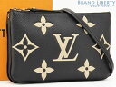 【新古品】ルイヴィトン　LOUIS VUITTON　バイカラー モノグラム アンプラント　ポシェット ドゥーブル ジップ　2WAY クラッチバッグ　ショルダーバッグ　ノワール ブラック ベージュ　M80787　【中古】