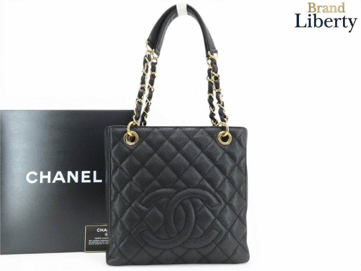 乐天商城 - 【超美品】シャネル CHANEL マトラッセ デカココマーク キャビアスキン PST プチショッピングトート チェーン トートバッグ ハンドバッグ ショルダーバッグ ブラック ゴールド金具 グレインドカーフスキン A50994　【中古】