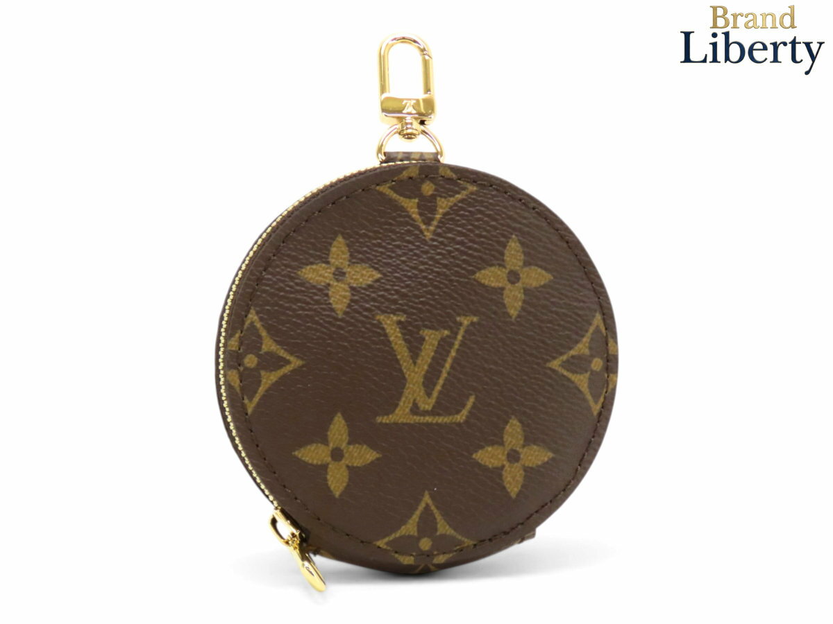 乐天商城 - 【未使用】ルイヴィトン LOUIS VUITTON モノグラム フック付き 円形 丸型 コインケース コインパース 小銭入れ バッグチャーム ショルダーストラップ ダークブラウン ゴールド金具 PVC レザー　【中古】