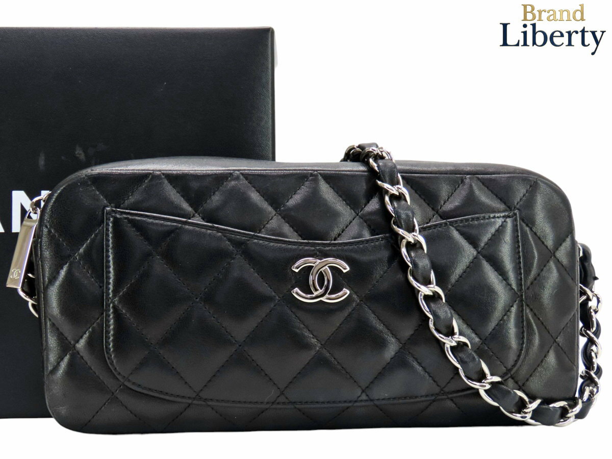乐天商城 - 【美品】シャネル CHANEL マトラッセ ココマーク カメラ バッグ チェーンショルダーバッグ ワンショルダーバッグ ショルダーポーチ ポシェット ブラック シルバー金具 ラムスキン A29857　【中古】