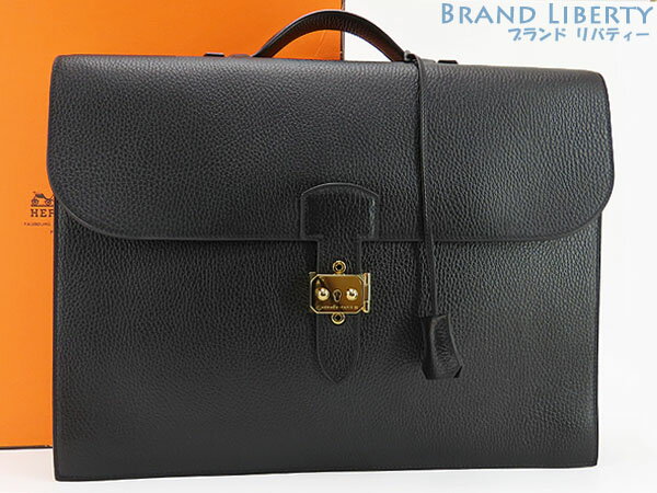 【超美品】エルメス　HERMES　サック ア デペッシュ 38　ビジネスバッグ　ブリーフケース　書類かばん　サックアデペッシュ　ブラック ゴールド金具　アルデンヌ　□A　【中古】