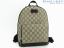 【新古品】グッチ GUCCI GGスプリーム バックパック リュックサック ベージュ ブラック PVC レザー 429020 【中古】