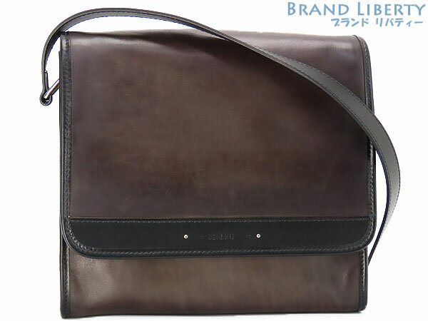 【美品】ベルルッティ Berluti フラヌール スモール PM 斜め掛けショルダーバッグ メッセンジャーバッグ ダークブラウン ブラック ヴェネチアレザー 【中古】