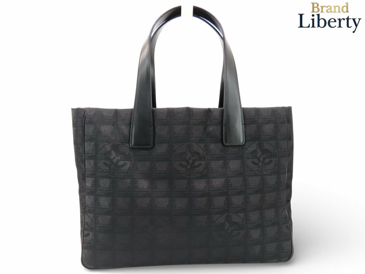 乐天商城 - 【激レア新品同様】シャネル CHANEL ニュートラベルライン トートMM トートバッグ ショルダーバッグ ラメ入り ブラック 光沢感あり ナイロン レザー A15991　【中古】