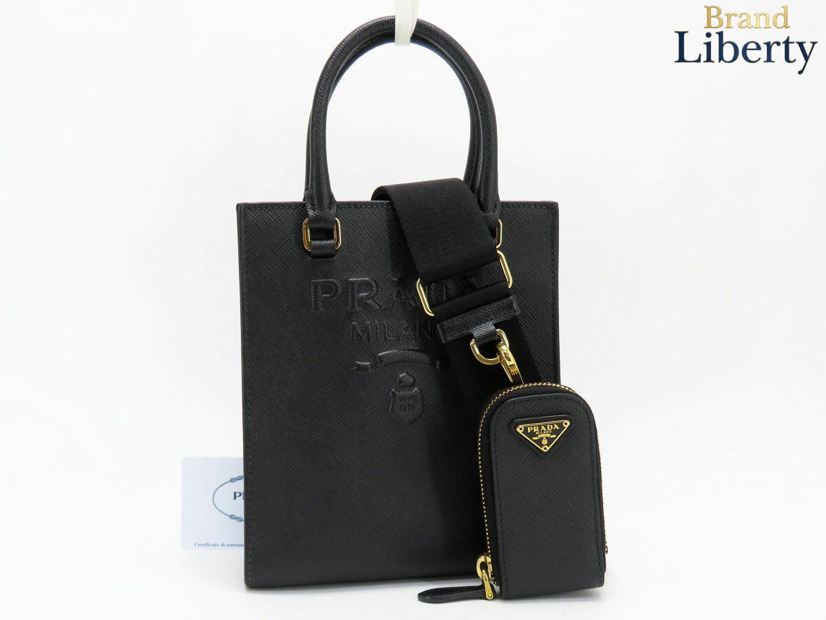 乐天商城 - 【美品】プラダ PRADA サフィアーノ スモール トートバッグ 2WAY ミニハンドバッグ 斜め掛け ショルダーバッグ ショルダーポーチ ポシェット ポーチ付き NERO ブラック サフィアーノレザー 1BA333　【中古】