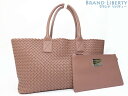 【超美品】ボッテガ ヴェネタ　BOTTEGA VENETA　イントレチャート　ナッパ ミディアム カバ　カバMM　1000個限定　トートバッグ　ショルダーバッグ　ハンドバッグ　ワトゥー ダークピンク系　ラムレザー　115664　【中古】