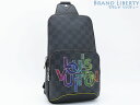 【レア新品同様】ルイヴィトン　LOUIS VUITTON　ダミエ グラフィット　LVロゴ　アヴェニュー スリングバッグ　ボディバッグ　バムバッグ　ショルダーバッグ　ブラック レインボー イエロー　N40273　【中古】