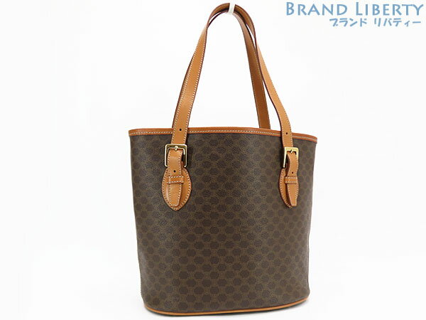 乐天商城 - 【外美品】セリーヌ　CELINE　ヴィンテージ　マカダム　ハンドバッグ　ショルダーバッグ　トートバッグ　ブラウン ダークブラウン　PVC レザー　【中古】