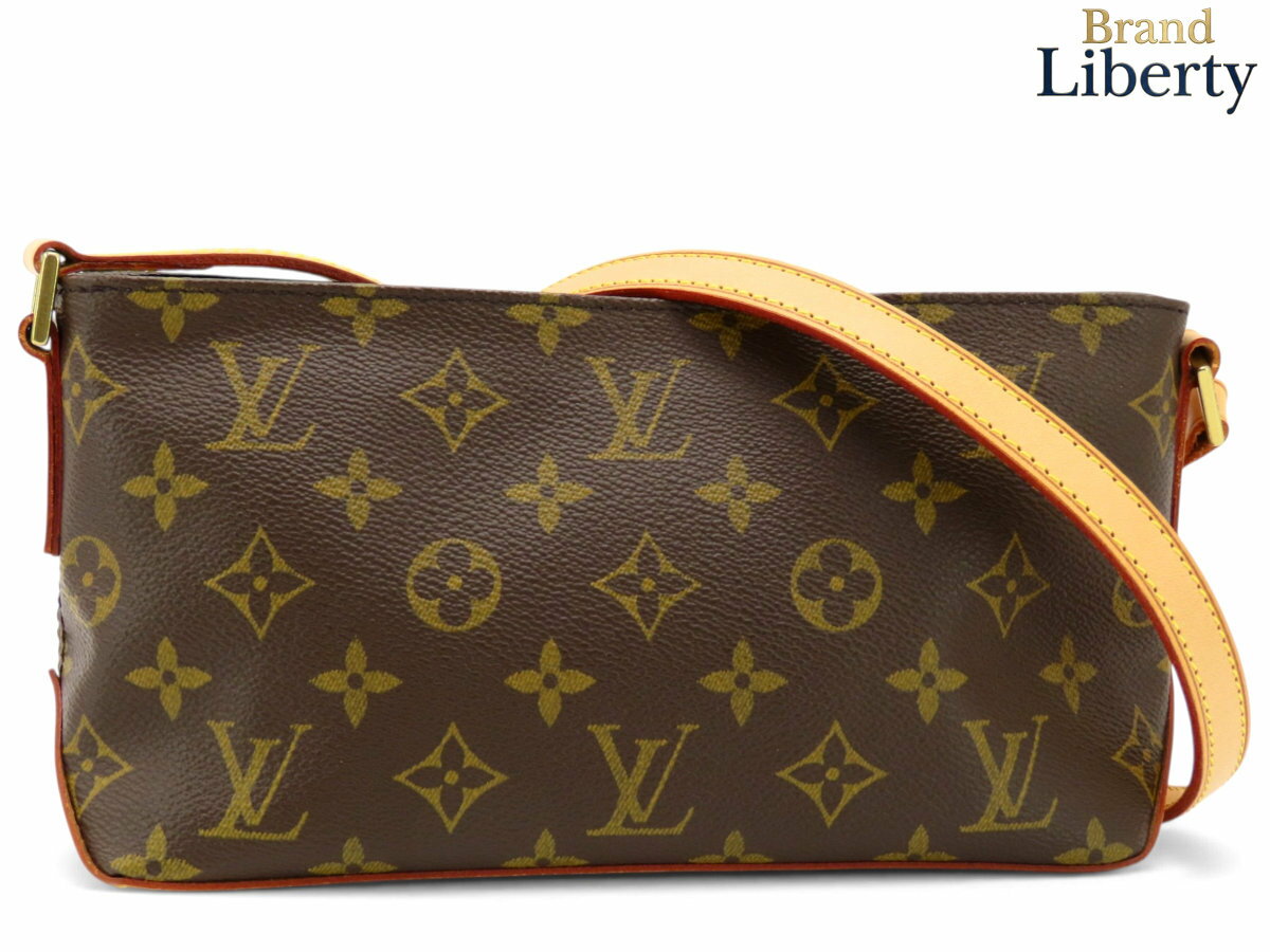 乐天商城 - 【ほぼ新品】ルイヴィトン LOUIS VUITTON モノグラム トロター 斜め掛けショルダーバッグ ポーチ ポシェット ダークブラウン PVC レザー M51240　【中古】