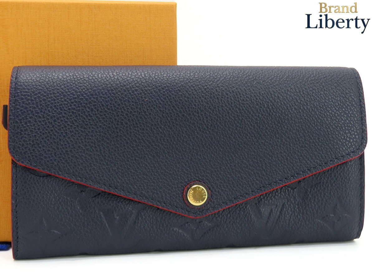 Rakuten - 【未使用】ルイヴィトン LOUIS VUITTON モノグラム アンプラント ポルトフォイユ サラ 二つ折り長財布 マリーヌルージュ ネイビー レッド アンプラントレザー M62125　【中古】