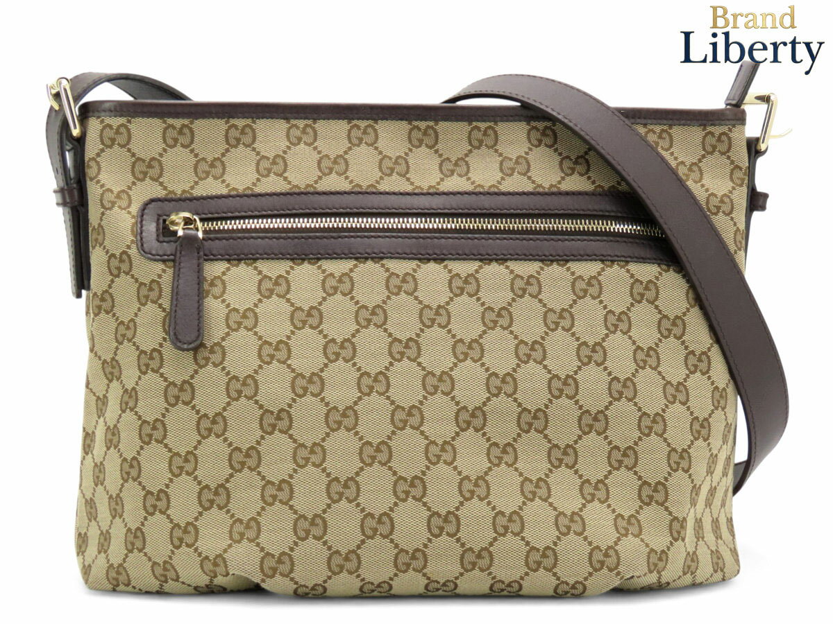 GUCCI グッチ ショルダーバッグ 肩掛け 斜め掛け A4対応 大容量 かばん 鞄 388930 GGキャンバス  レザー   ホワイト 白 ベージュ ゴールド金具 レディース 定番 美品【中古品】 22720_1.jpg